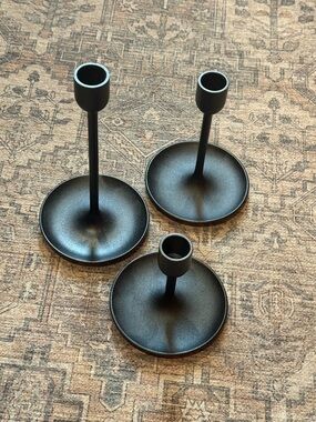 IKEA Black Metal Candle Holders - Set of 3